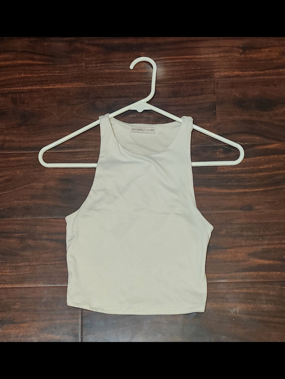 Sincerly Jules Cream High-Neck Crop Tank Top